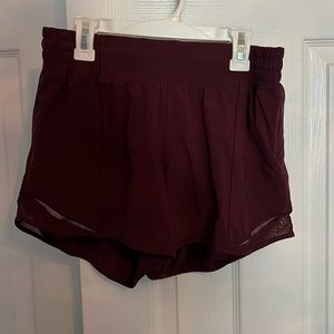 Maroon Hotty hot low rise lululemon shorts